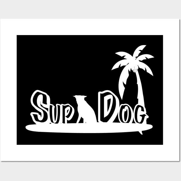 Funny Sup Dog Paddle Boarding With a Dog Wall Art by KevinWillms1